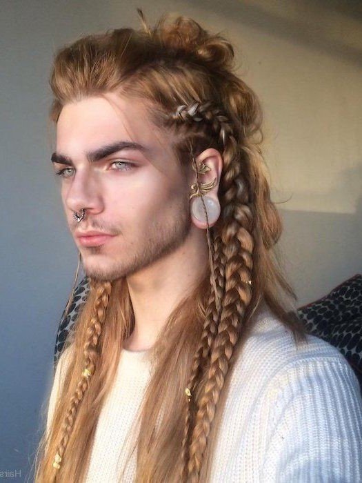 Long Hair Viking Braids Men