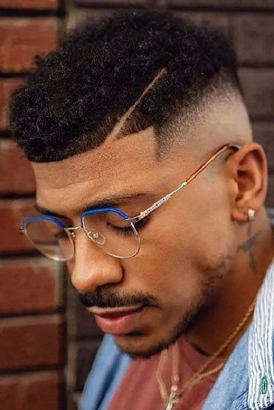 Black Men's Side Part Haircut