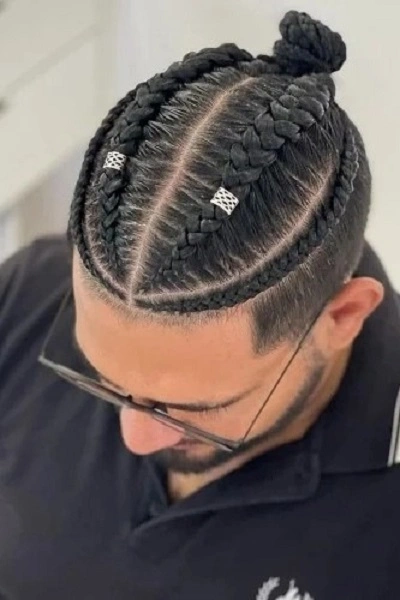 Bun French Braids For Men