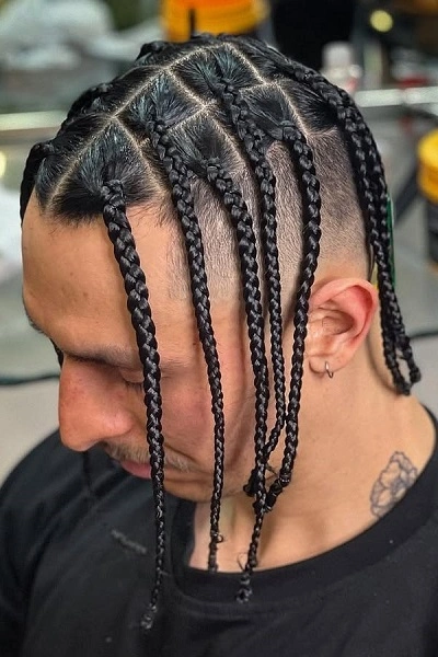 Mens Box Braids With Fade 