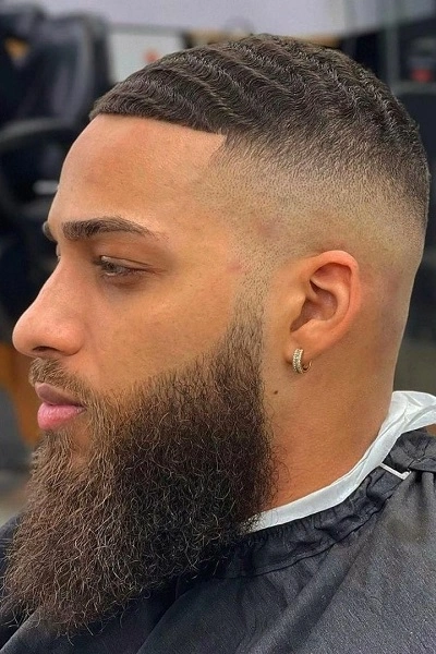 Black Men High Fade with Beard