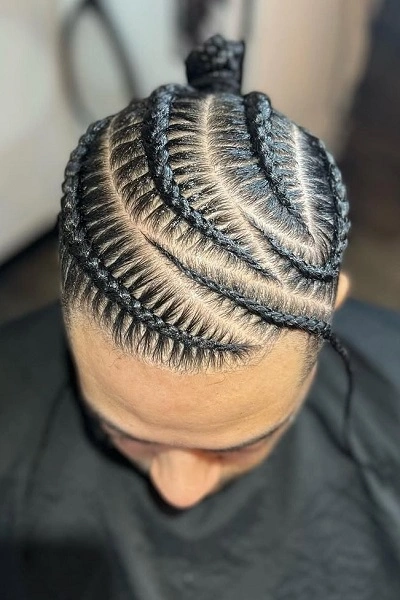 Bun Cornrow Braids for Men