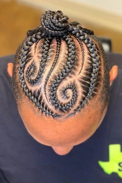 Bun Cornrow Braids for Men