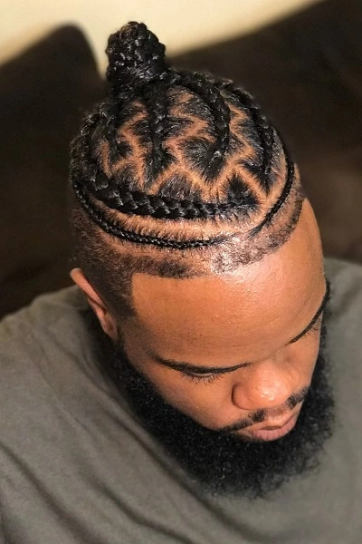 Bun Cornrow Braids for Men