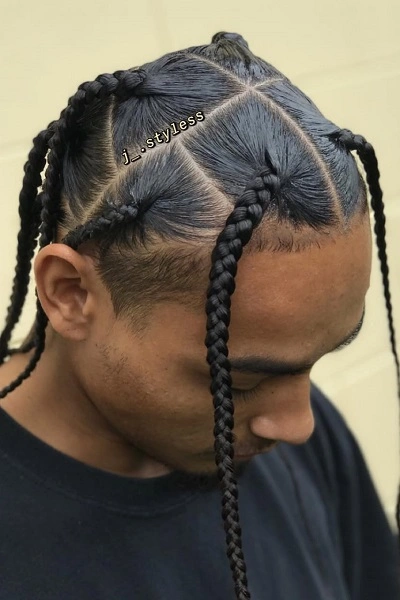 Cornrow Box Braids Men with Short Hair