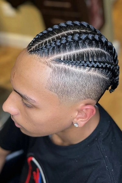 Cornrow Mens Braids with Fade