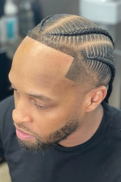 Cornrow Mens Braids with Fade