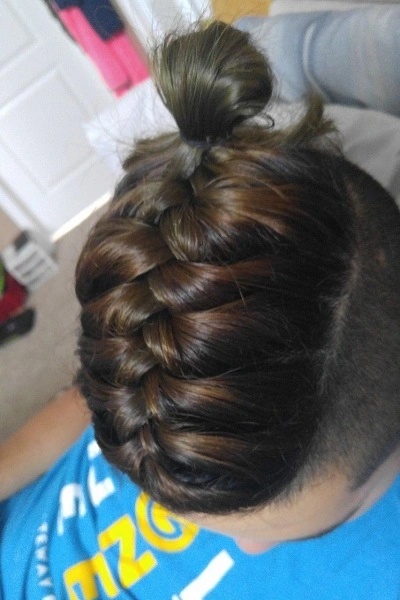 French Braids Men Bun