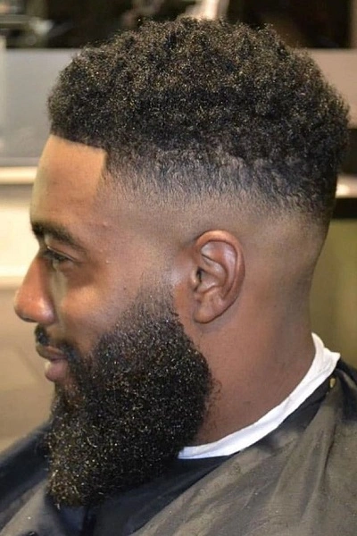 Black Men High Fade with Beard