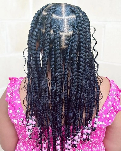 Boho Knotless Braids with Beads