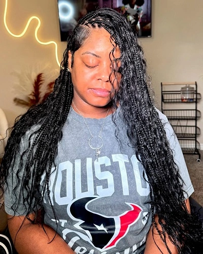 Boho Side Swept Knotless Braids