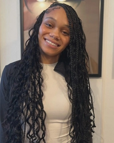 Boho Side Swept Knotless Braids