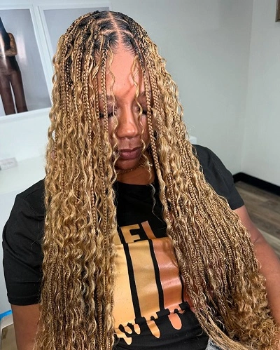 Brown Boho Knotless Braids