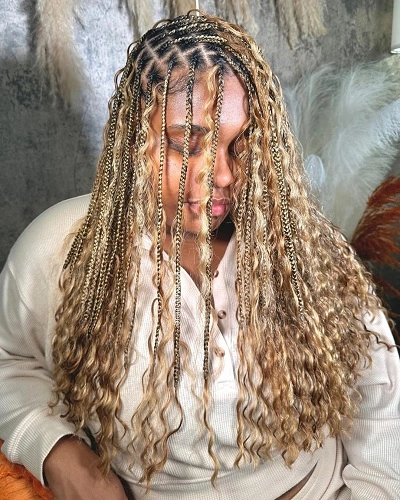 Brown Boho Knotless Braids