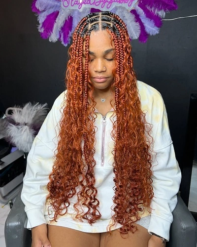 Copper Boho Knotless Braids