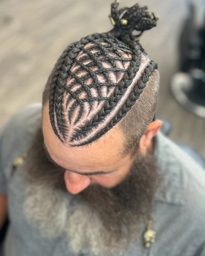 Cornrow Inspired Viking Braids Men