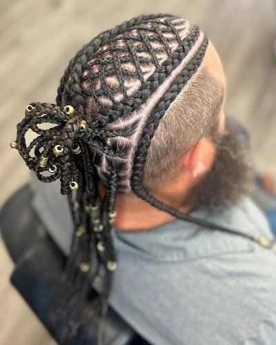 Cornrow Inspired Viking Braids Men