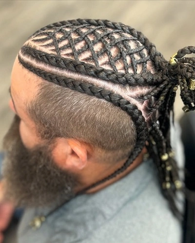 Cornrow Inspired Viking Braids Men
