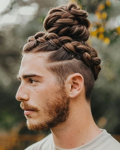 Crown Braid with Bun for Men