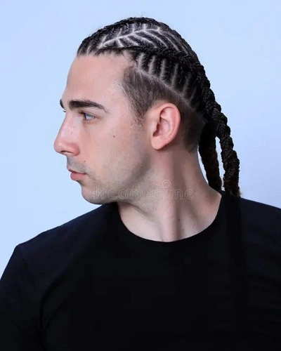 Braided Ponytail for Men with Round Face