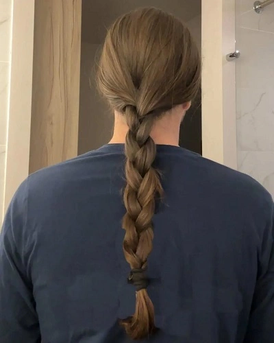 Braided Ponytail with Bangs for Men