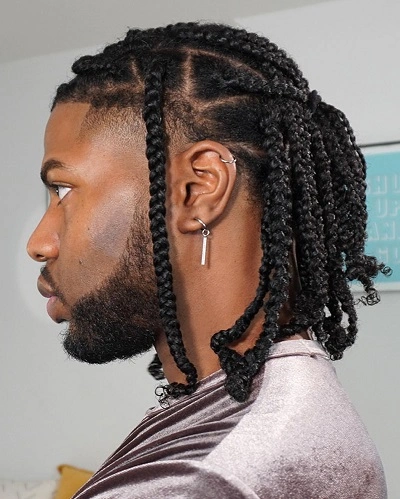 Braided Ponytail with Curls for Men