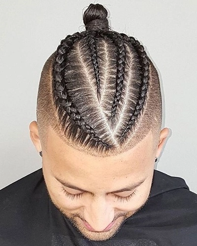 Bun Cornrow Braids for Men