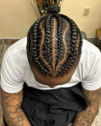 Bun Cornrow Braids for Men