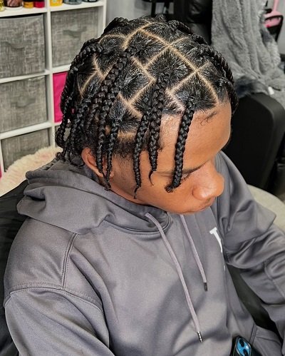 Cornrow Box Braids Men with Short Hair