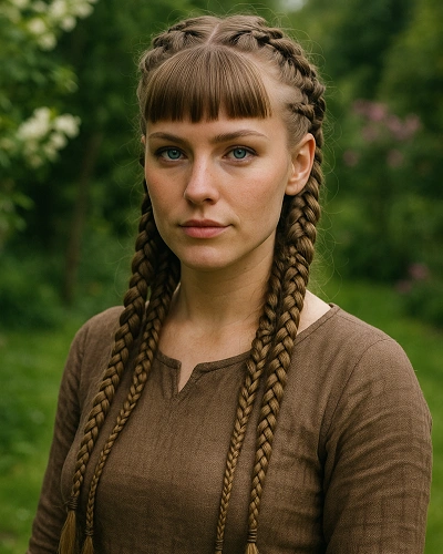 Female Viking Braids with Bangs