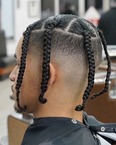 Mens Box Braids With Fade