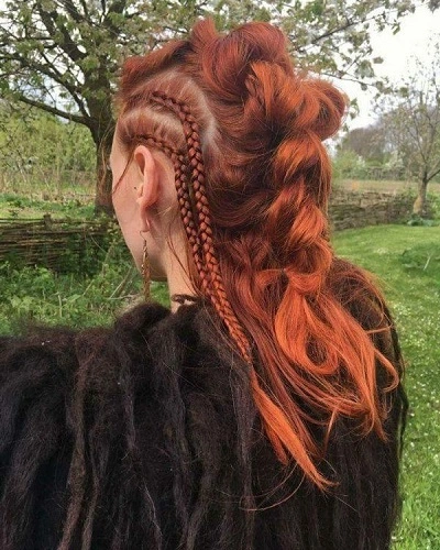 Redhead Viking Braids Ponytail Woman