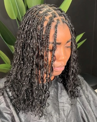 Short Boho Knotless Braids