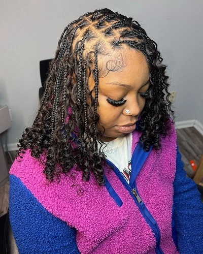 Short Boho Knotless Braids
