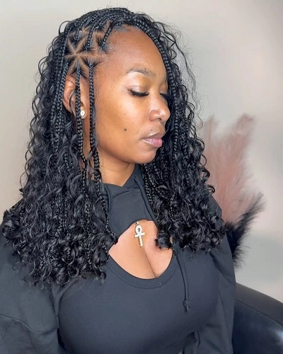 Short Boho Triangle Part Braids