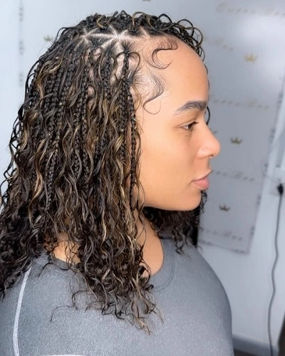 Short Boho Triangle Part Braids