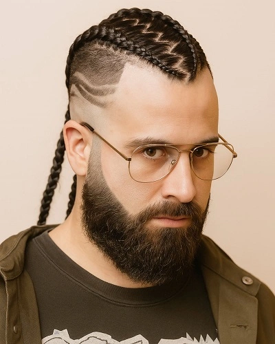 Two Braided Ponytails for Men
