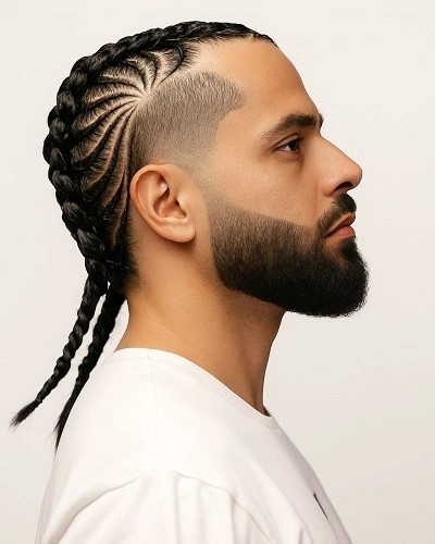 Two Braided Ponytails for Men