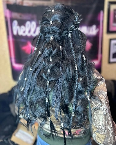 Viking Hair Braids Women with Beads