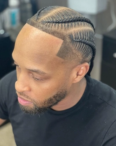 Mens Stitch Braids with Fade