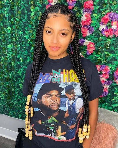 Box Braids with Wooden Beads