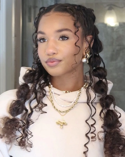 Bubble Braids Curly Hair