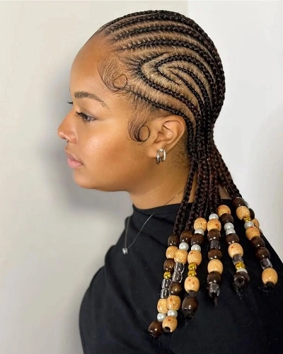 Cornrow Braids with Clear Beads