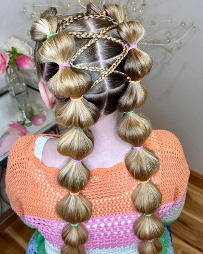 Criss Cross Bubble Braids