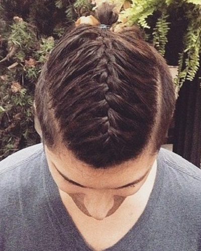 French Braids Men Bun
