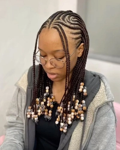 Fulani Braids with Colorful Beads