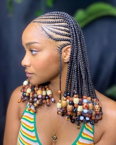 Fulani Braids with Colorful Beads