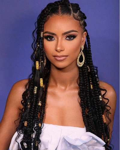Goddess Braids with Gold Beads