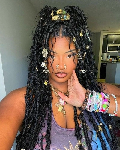 Goddess Braids with Gold Beads