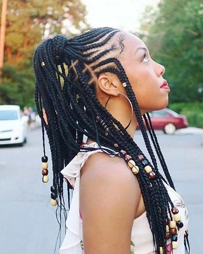 Half Up Braids with Beads